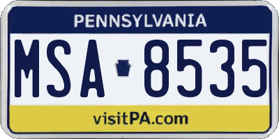 PA license plate MSA8535