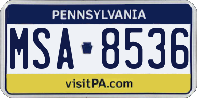 PA license plate MSA8536