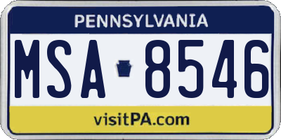 PA license plate MSA8546