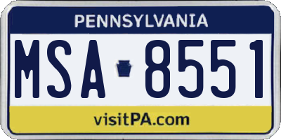PA license plate MSA8551
