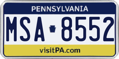 PA license plate MSA8552