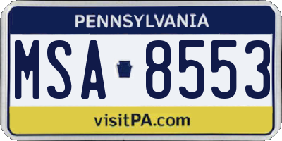 PA license plate MSA8553