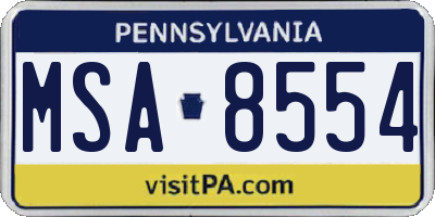 PA license plate MSA8554