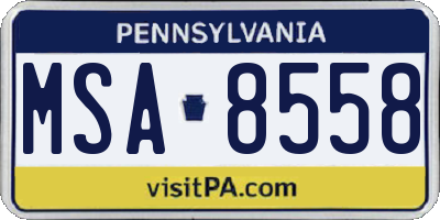 PA license plate MSA8558