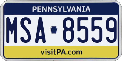 PA license plate MSA8559