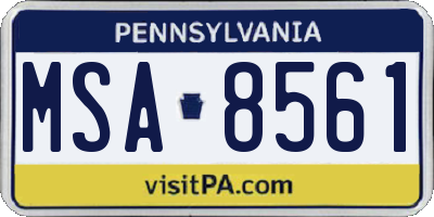 PA license plate MSA8561