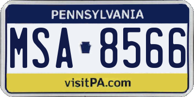 PA license plate MSA8566
