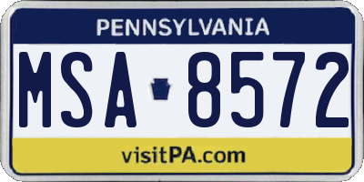 PA license plate MSA8572