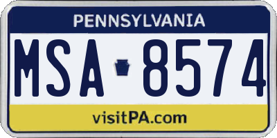 PA license plate MSA8574