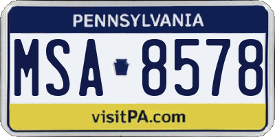 PA license plate MSA8578