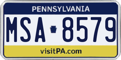 PA license plate MSA8579