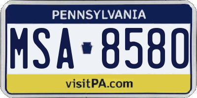 PA license plate MSA8580