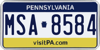 PA license plate MSA8584