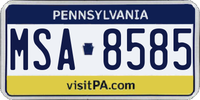 PA license plate MSA8585