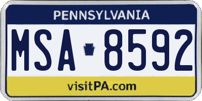 PA license plate MSA8592