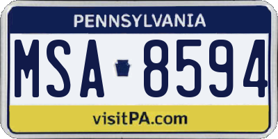 PA license plate MSA8594