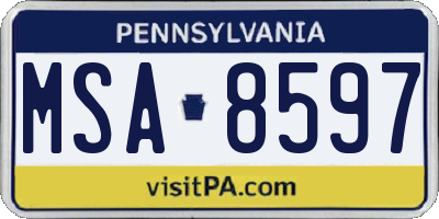 PA license plate MSA8597