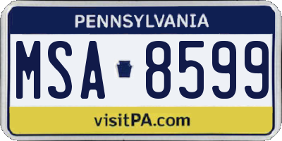 PA license plate MSA8599