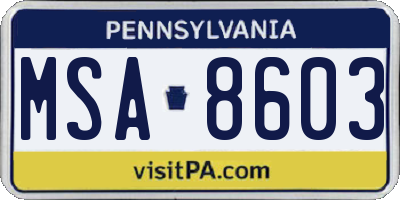 PA license plate MSA8603