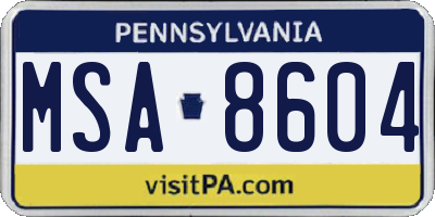 PA license plate MSA8604