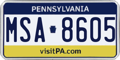 PA license plate MSA8605