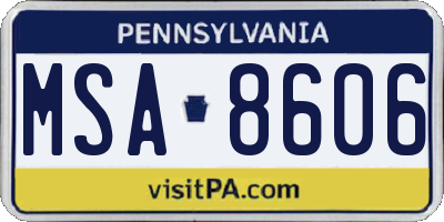 PA license plate MSA8606