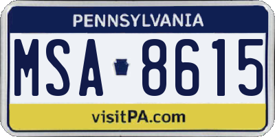 PA license plate MSA8615