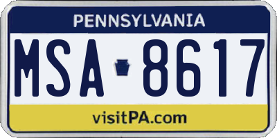 PA license plate MSA8617