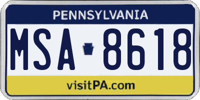 PA license plate MSA8618