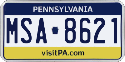 PA license plate MSA8621