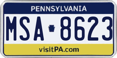 PA license plate MSA8623