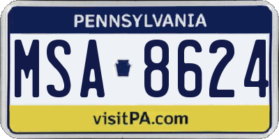 PA license plate MSA8624