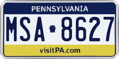 PA license plate MSA8627