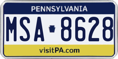 PA license plate MSA8628