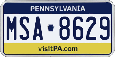 PA license plate MSA8629