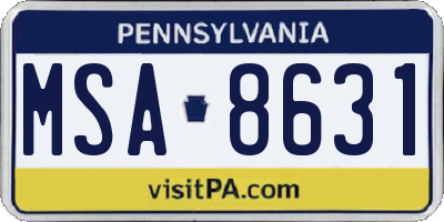 PA license plate MSA8631