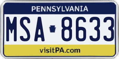 PA license plate MSA8633