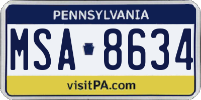 PA license plate MSA8634