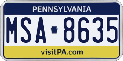 PA license plate MSA8635