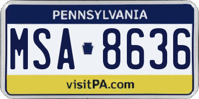 PA license plate MSA8636
