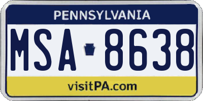 PA license plate MSA8638