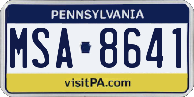 PA license plate MSA8641