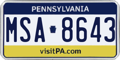 PA license plate MSA8643