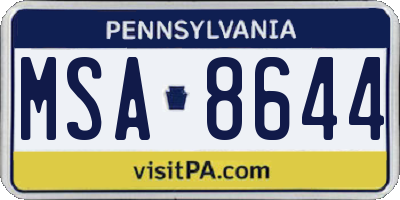 PA license plate MSA8644