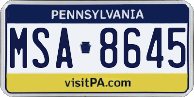 PA license plate MSA8645
