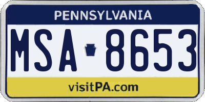 PA license plate MSA8653