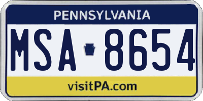 PA license plate MSA8654