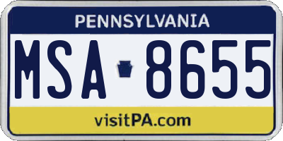 PA license plate MSA8655
