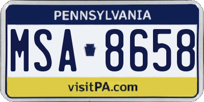 PA license plate MSA8658