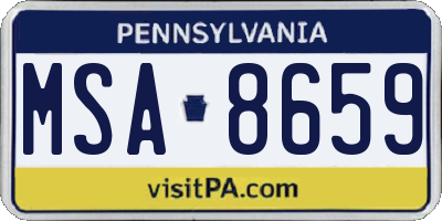 PA license plate MSA8659
